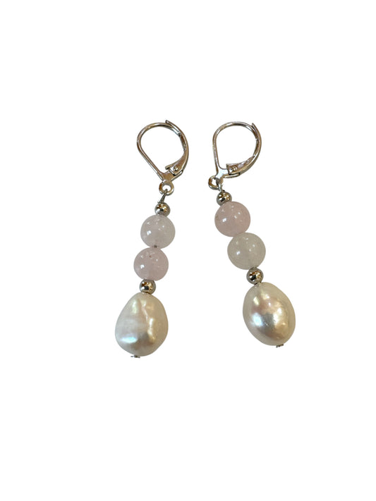 Stone and Pearl Drop Earring