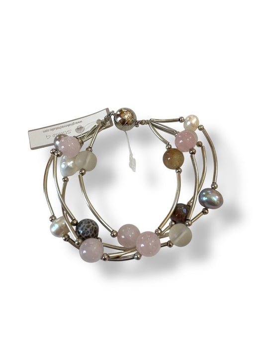 4 Strand Pearl and Stone Bracelet