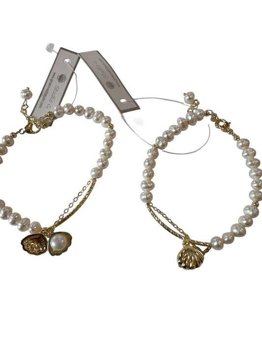Pearl Beaded Bracelet With Shell Charm
