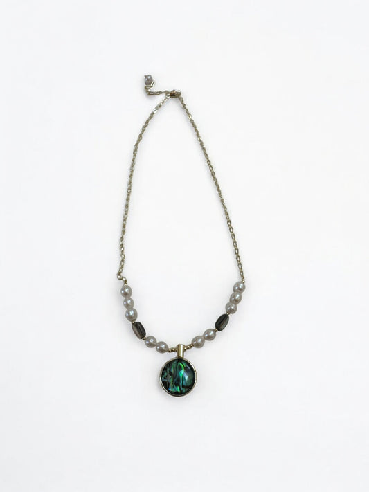 Abalone Pendant and Pearl Necklace