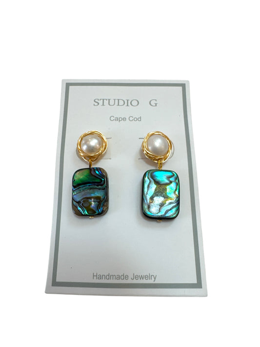 Abalone and Pearl Wrap Earring