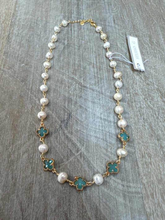 Petite Pearl and Flower Necklace
