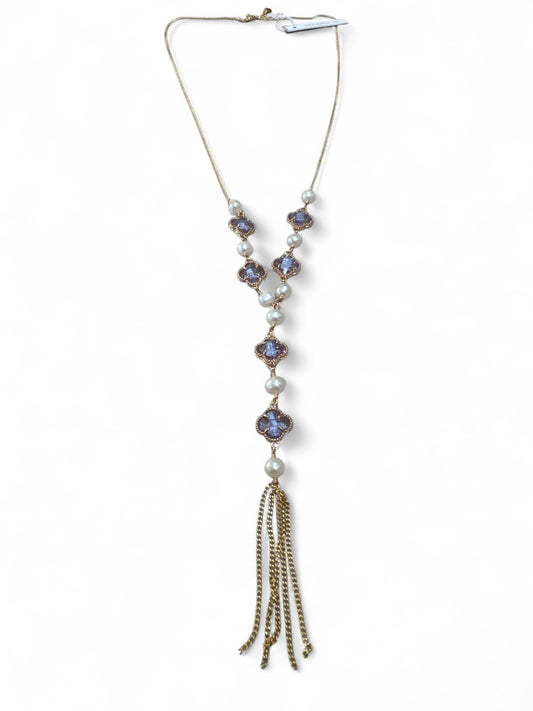 Petite Flower and Freshwater Pearl Tassle Necklace