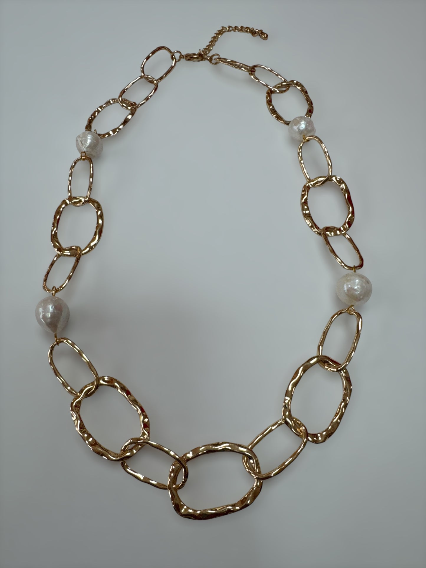 Gold Large Loop with White Baroque