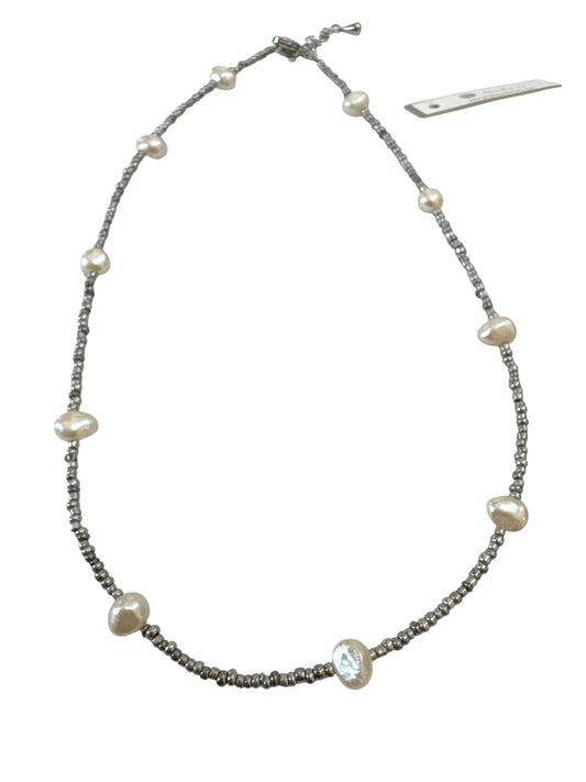 Silver Bead and Seed Pearl Necklace