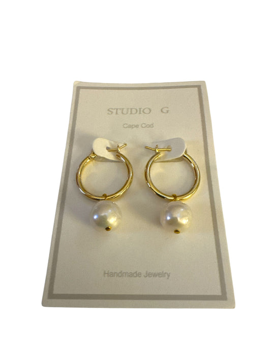 Drop Hoop Pearl Earring