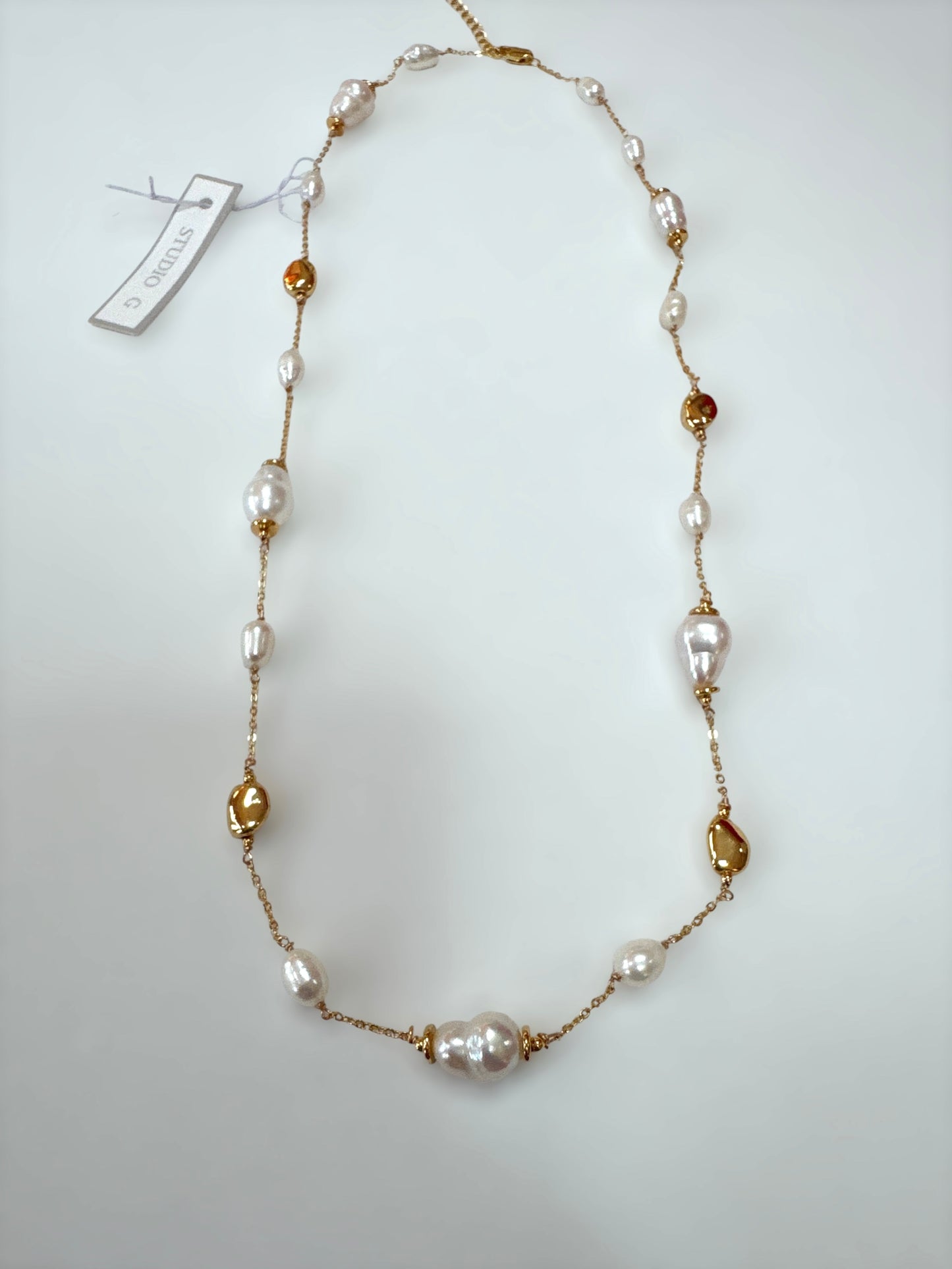 Organic Pearl and Gold Nugget Necklace