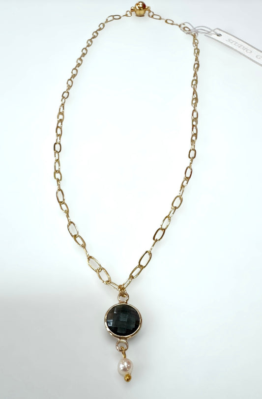 Delicate Smoke Crystal with Pearl Drop